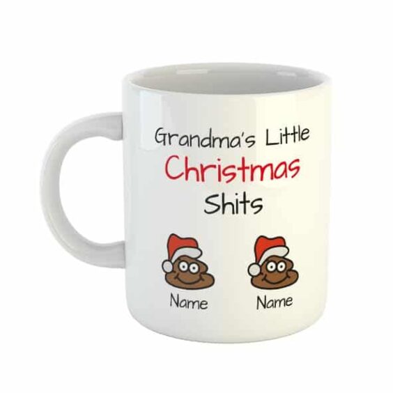 Grandma’s Little Christmas Shits Personalised Names Mug