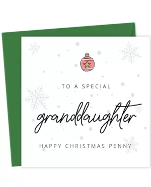 To a special granddaughter Happy Christmas Personalised Card