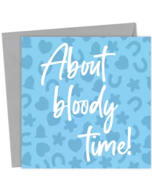 About Bloody Time Blue Confetti Wedding Card