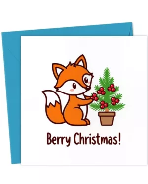 Berry Christmas Fox Illustration