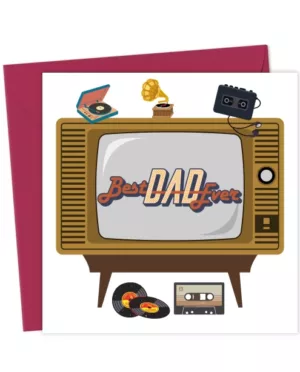 Best Dad Ever Greeting Card – Funny Vintage Card for Dad or Stepdad