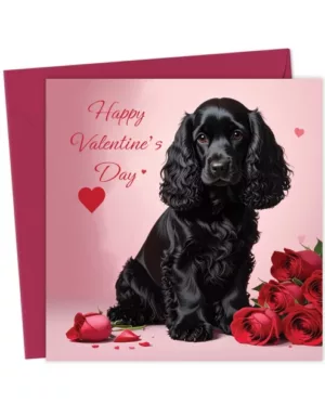 Black Cocker Spaniel Valentine's Card