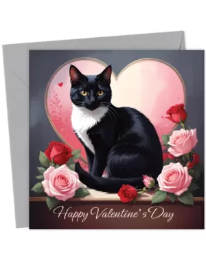 Black & White Cat Valentine's Card