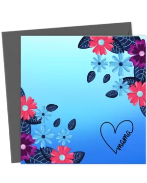 Blue Floral Card for Mama – Heartfelt “Mama” Design