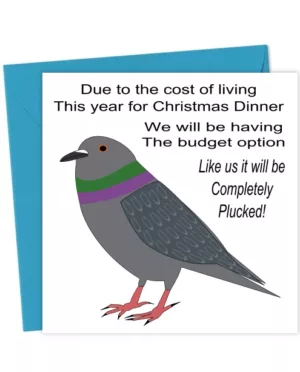Budget Christmas Dinner Funny Pigeon card