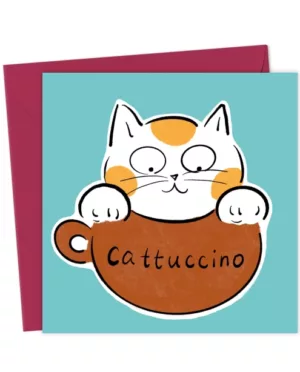 Cattuccino – Coffee-Loving Cat Card