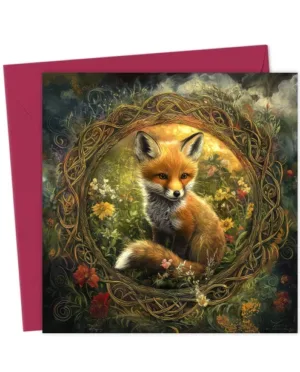 Celtic Red Fox Cub - Greetings Card