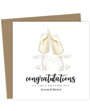 “Congratulations on Your Wedding Day” – Elegant Champagne Toast Card (