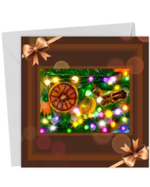 Cosy Christmas Orange & Cinnamon Card – Festive Vintage Art