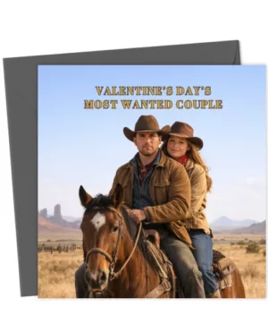 Cowboy and Cowgirl Couple Wild West Face Swap Card