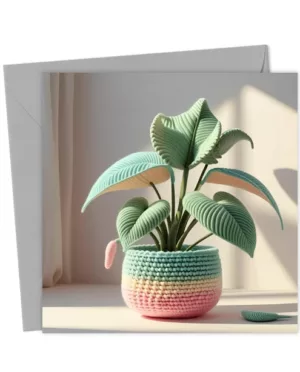 Crochet Knitted plant blank card