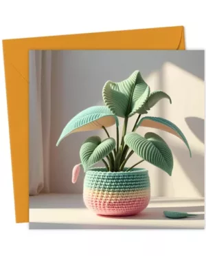 Crochet plant pastel blank card, get well, birthday, thank you