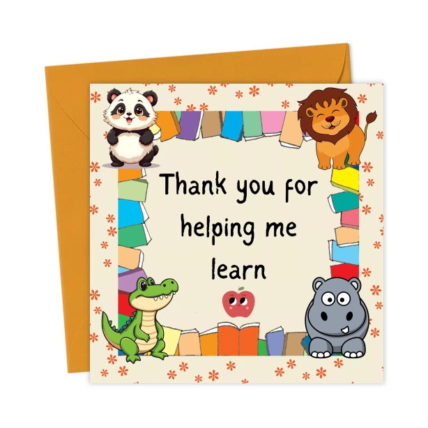 Cute Animal Teacher Thank You Card – End of Term Gift from Child ...