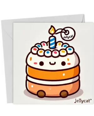 Cute Jellycat Birthday Cake Card – Kawaii Candle & Sweet Design