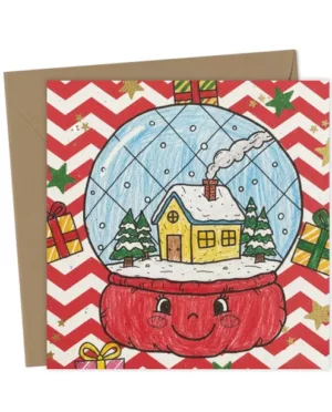 Cute Jellycat Snow Globe Christmas Card with Festive Cottage Vibes