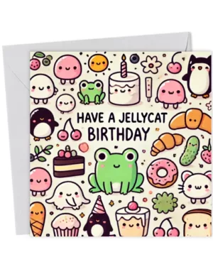 Cute Kawaii Jellycat Inspired Happy Birthday Card Design