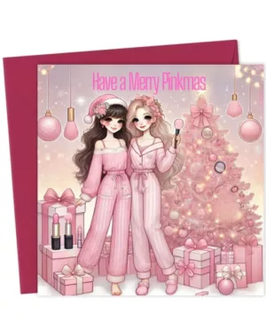 Cute Pink Aesthetic Plouise Pinkmas Bestie Christmas Card for Friends