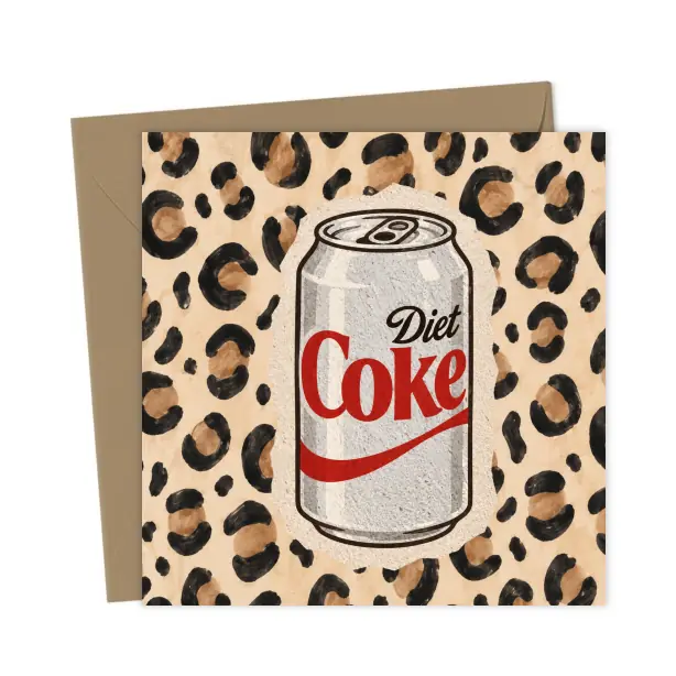 Diet Coke Card - Leopard Background - Cute Card - Birthday Cards For Her