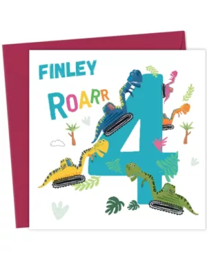 Dino Diggers Age 4, 4th Birthday - Add your own text card