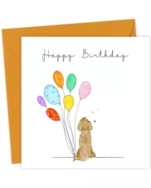 Dog with balloons birthday