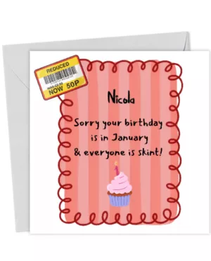 Personalised January Birthday Card - Funny