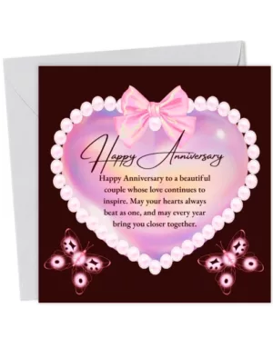 Elegant Happy Anniversary Greeting Card Heart Design | Romantic Wedding Anniversary Celebration Card