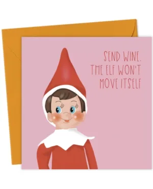 Elf on the Shelf Send Wine Pink Christmas Card