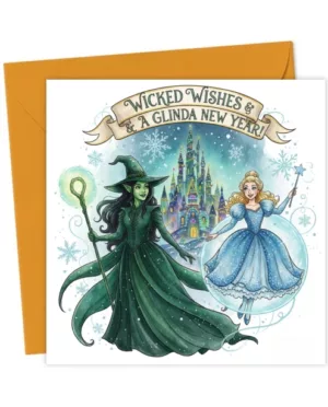 Elphaba and Glinda Wicked & Wonderful Magical Christmas New Year Card