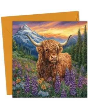 Floral Highland Cow - Greetings Card