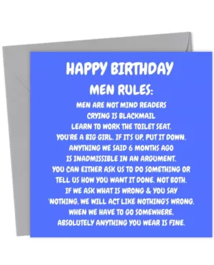 Funny And Cute Men Rules Birthday Card