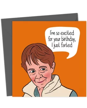 Funny Birthday Card - Celia Imrie Fart - Celebrity Traitors