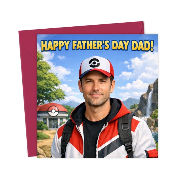 Funny Father\'s Day Face Swap Card - Pokemon Trainer - For Dad - Father's Day Cards Funny Father\'s Day Face Swap Card - Pokemon Trainer - For Dad - Father's Day Cards