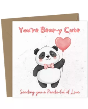 Funny Panda Pun Greeting Card - Beary Cute Panda-ful of Love