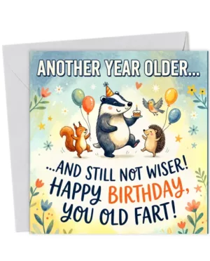 Funny Rude Birthday Card – Another Year Older and Still Not Wiser