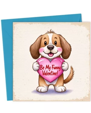 Funny Valentine Puppy With A Pink Love Heart