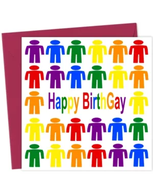 Gay Men Rainbow Guys Happy BirthGay Birthday Card