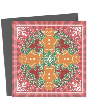Gingerbread Christmas Card – Festive Pattern Design | Traditional