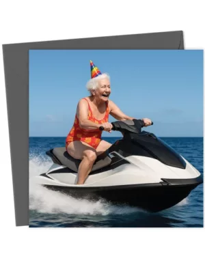 Granny on a Jet Ski - Face Swap Birthday Card