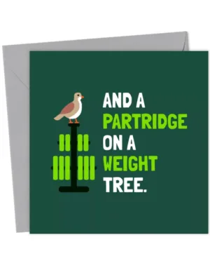 Gym Christmas Card - Partridge On A Weight Tree