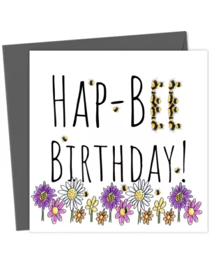 Hap-Bee birthday card, Bee birthday card