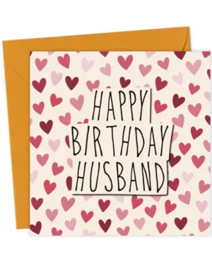 Happy Birthday Husband - Hearts Birthday Card