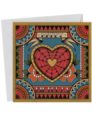 Happy Birthday Traditional Tattoo Flash Card - Alternative Ink Lovers