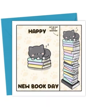Happy New Book Birthday Card: Integrated Bookmark
