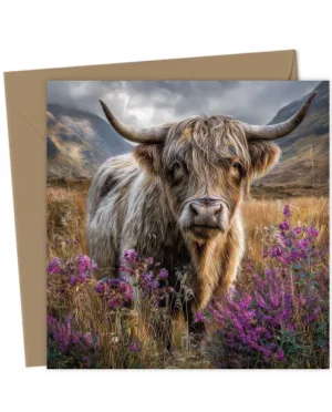 Highland Cow Heather - Greetings Card