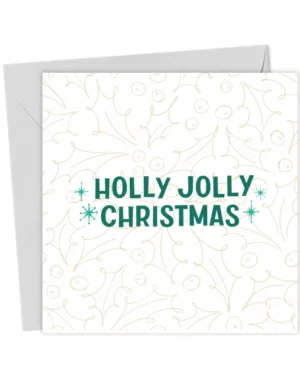 Holly Jolly Christmas Card – Green Typography with Holly Design