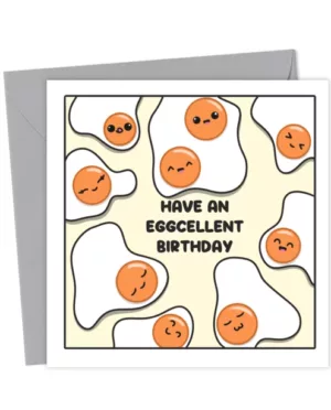Kawaii Fried Egg Birthday Card