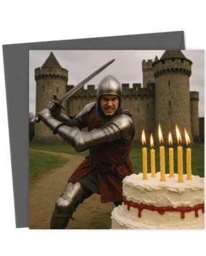 Knight vs Cake - Face Swap Birthday Card