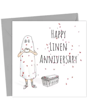 Linen Anniversary Card, Hand-Drawn 4th Anniversary