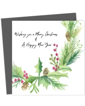 Merry Christmas & a Happy New Year - Christmas Wreath
