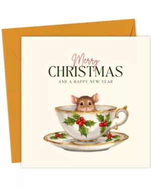 Mouse in a cup Christmas Card